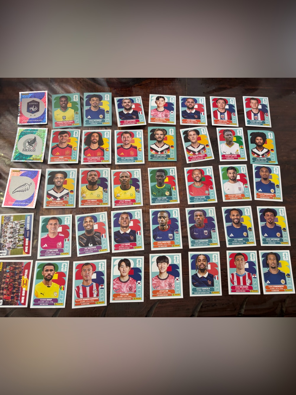 Panini Soccer Player Sticker Set - Blue, Red, Yellow, Green